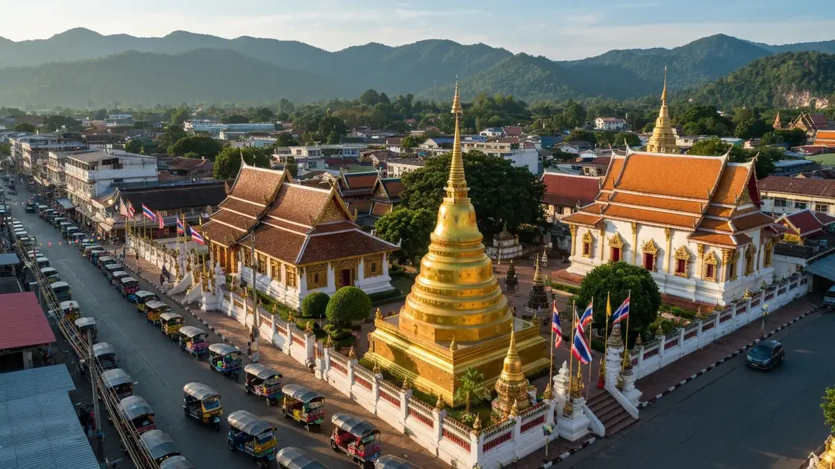 Chiang Mai stare miasto świątynie i tuc-tuki kolorowe taksówki