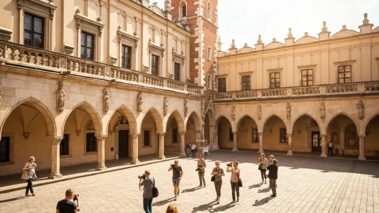 Collegium Maius UJ - historyczny budynek uniwersytetu w Krakowie z charakterystycznym dworem arkadowym