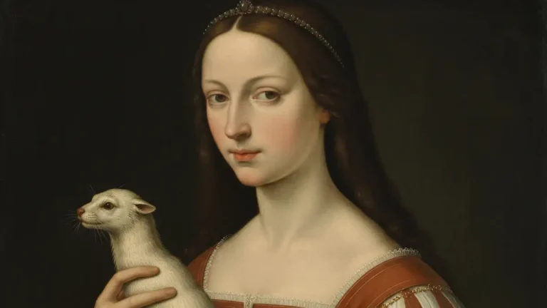 Dama z gronostajem - słynny portret Leonarda da Vinci z gronostajem na rękach, obraz z XV wieku w Muzeum Czartoryskich w Krakowie