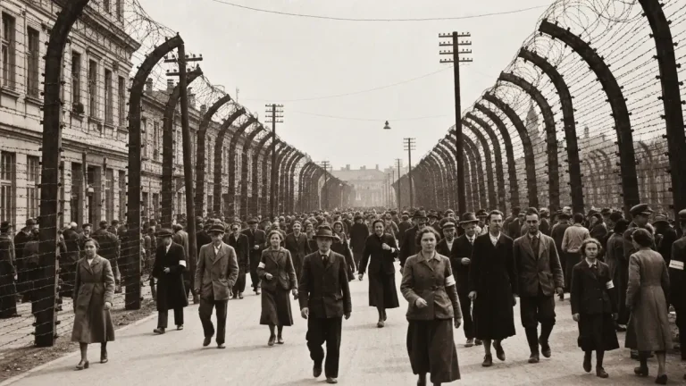 Historyczne archiwalne zdjęcie getta krakowskiego w Podgórzu z 1942 roku
