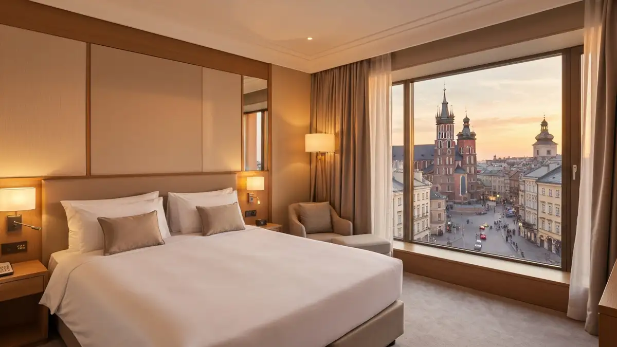 Luksusowy pokój w hotelu 5 gwiazdkowym w Krakowie z widokiem na Stare Miasto