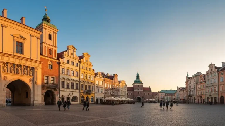 Panorama Starego Miasta w Lublinie z Rynkiem i zabytkową architekturą