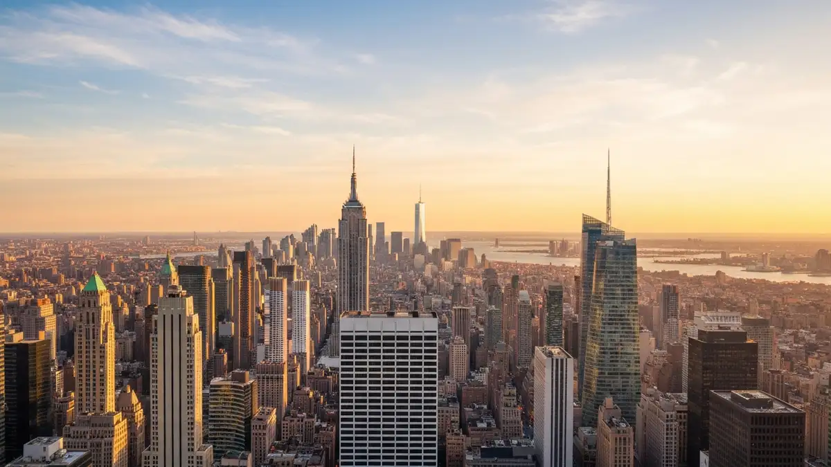 Widok na Manhattan Nowy Jork z Empire State Building w słoneczny dzień